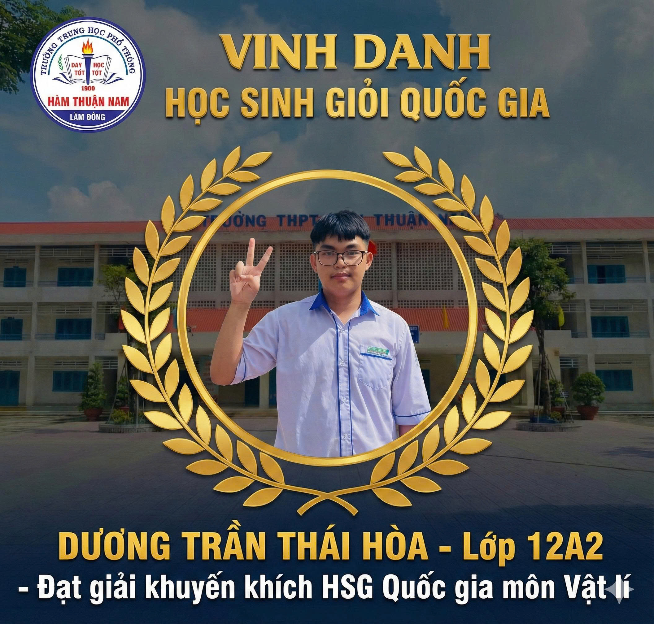 Dương Trần Thái Hòa - Giải Khuyến khích môn Vật lý Kỳ thi chọn HSG Quốc gia